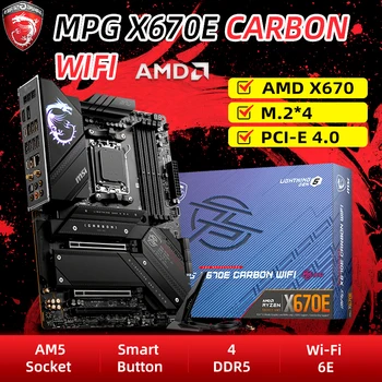לוח אם MSI MPG X670E פחמן WIFI AMD X670 DDR5 שקע AM5 WiFi6 ATX המחשב